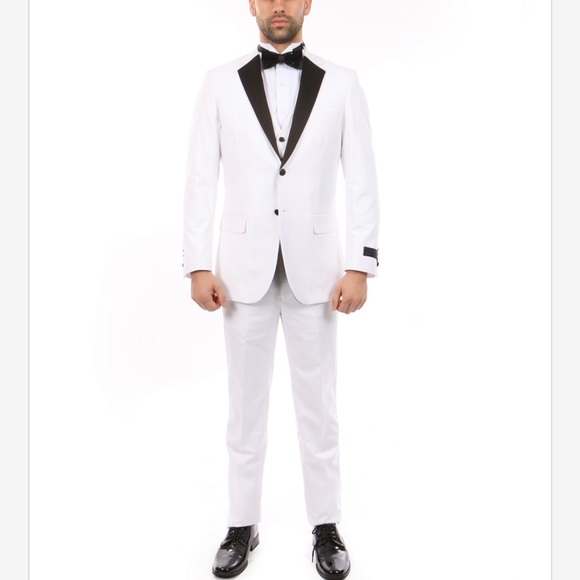 🆕 Men’s 3-piece White slim-fit Tuxedo - Picture 3 of 5